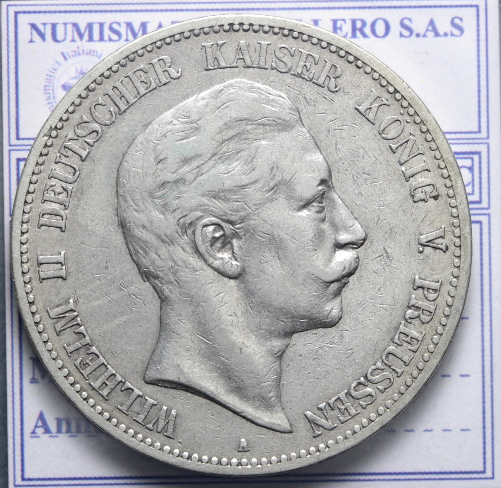 GERMANIA PRUSSIA GUGLIELMO II 1888-1918 5 MARCHI 1898 BERLINO BB/BB+