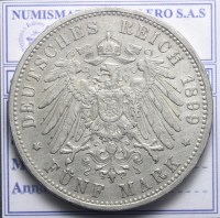 GERMANIA PRUSSIA GUGLIELMO II 1888-1918 5 MARCHI 1899 BERLINO BB/BB+