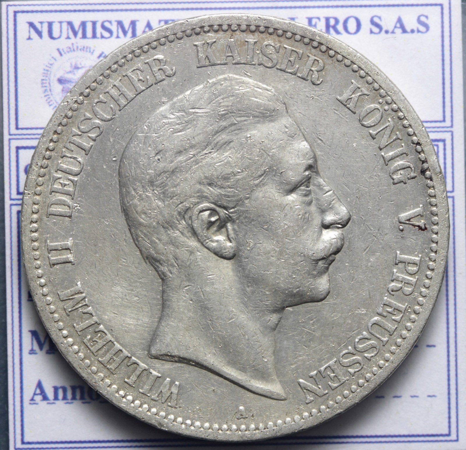 GERMANIA PRUSSIA GUGLIELMO II 1888-1918 5 MARCHI 1900 BERLINO BB/BB+