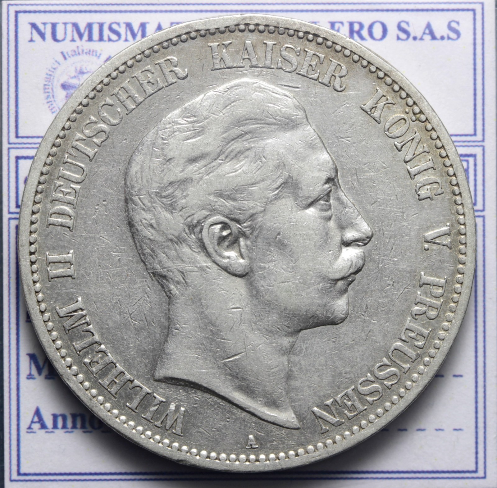 GERMANIA PRUSSIA GUGLIELMO II 1888-1918 5 MARCHI 1901 BERLINO BB/BB+