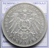 GERMANIA PRUSSIA GUGLIELMO II 1888-1918 5 MARCHI 1901 BERLINO BB/BB+