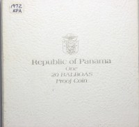 PANAMA SIMON BOLIVAR 20 BALBOAS 1972 PROOF IN SCATOLA