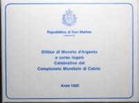 SAN MARINO DITTICO 500+1000 LIRE 1990 CALCIO ITALIA 90 FDC