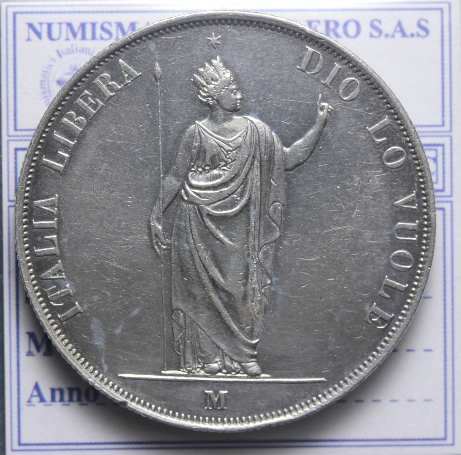 LOMBARDIA GOVERNO PROVVISORIO 5 LIRE 1848 MILANO Q.SPL