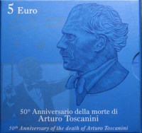 REPUBBLICA ITALIANA 5 EURO 2007 ARTURO TOSCANINI FDC