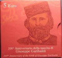 REPUBBLICA ITALIANA 5 EURO 2007 GIUSEPPE GARIBALDI FDC