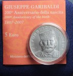 REPUBBLICA ITALIANA 5 EURO 2007 GIUSEPPE GARIBALDI FDC