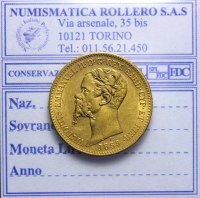 VITTORIO EMANUELE II 20 LIRE 1859 TORINO SPL