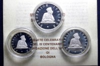 REPUBBLICA ITALIANA 100+200+500 LIRE 1988 UNIVERSITA' DI BOLOGNA PROOF