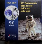 REPUBBLICA ITALIANA 5 EURO 2019 SBARCO SULLA LUNA PROOF