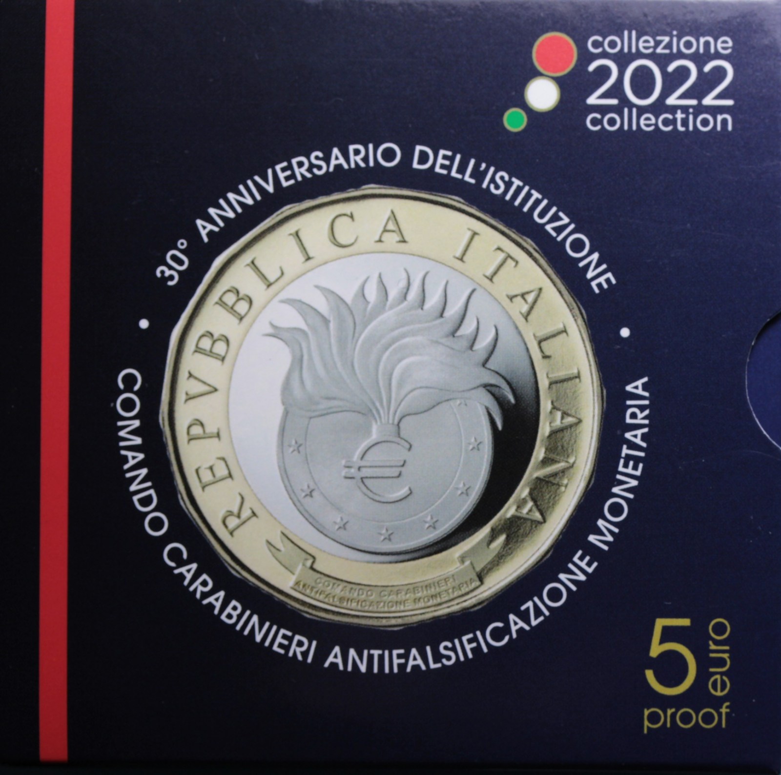 ITALIA 5 EURO 2022 CARABINIERI ANTIFALSIFICAZIONE MONETARIA PROOF