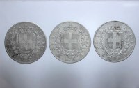 LOTTO DI 5 LIRE IN ARGENTO DI VITTORIO EMANUELE II 1869 MILANO 