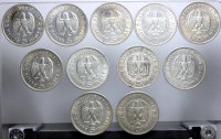 GERMANIA LOTTO DI 11 MONETE DA 5 REICHSMARK DATE MISTE