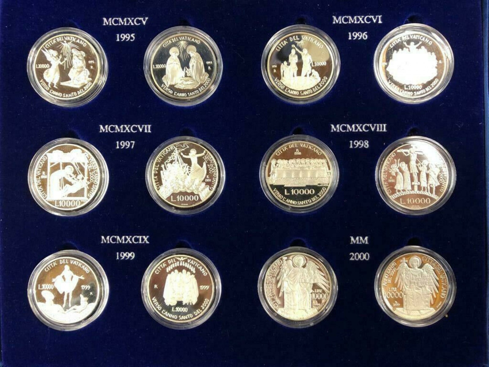 VATICANO GIOVANNI PAOLO II 12 MONETE IN UNICO COFANETTO VERSO ANNO SANTO DEL 2000 PROOF 